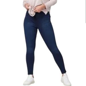 SPANX Women's Pull On Dark Wash Stretch Denim Legging Jegging Mid Rise Stretch S